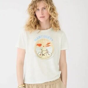 NWT J. Crew collection tee‎ 100% linen Nantucket bike graphic